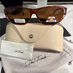 Polarized Fit-Over Brown Floral Print Sunglasses